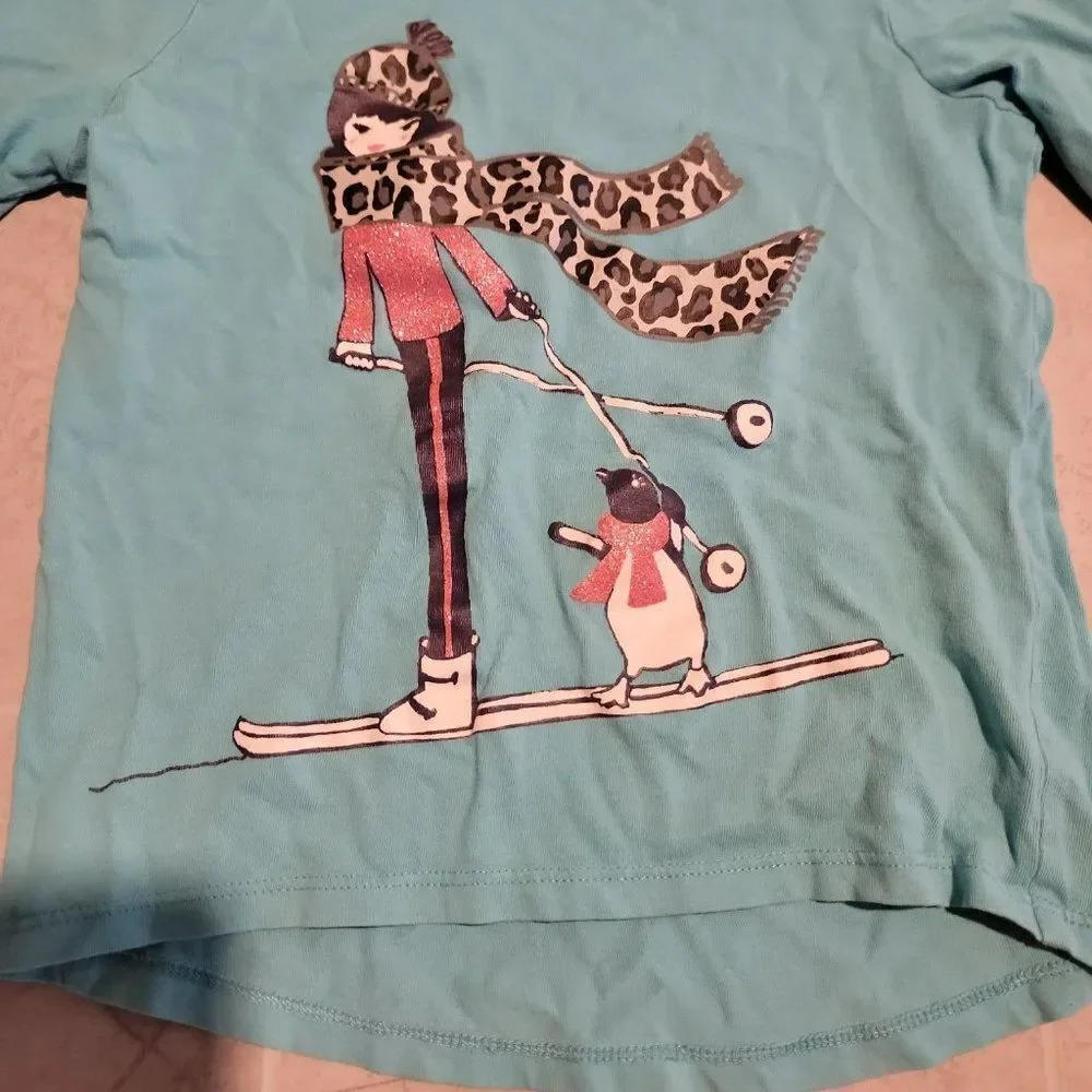 Gymboree Girls Blue Multi Cotton Crew Neck Long Sleeve Pullover Top Size 4